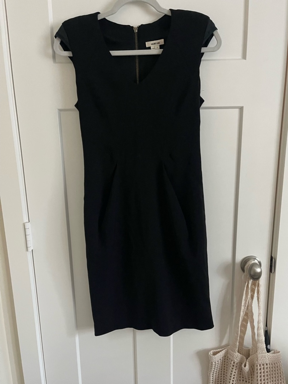 Helmut Lang Black Cap-Sleeve Sheath Dress